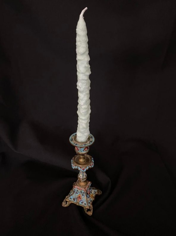 Çift Renkli Alevli Kar Masalı Şamdan Mumu 20 cm (Nil Yeşil) - 5