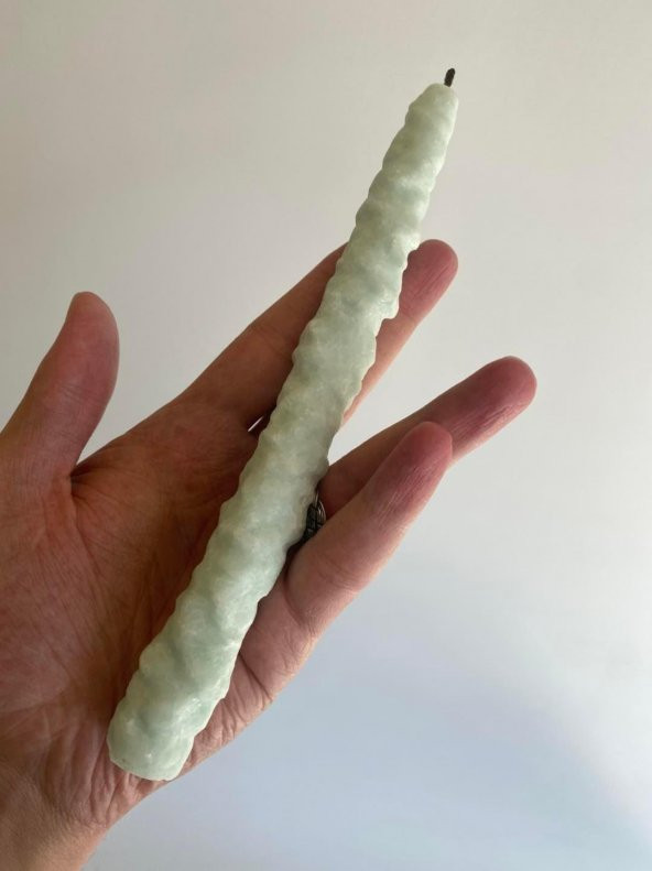 Çift Renkli Alevli Kar Masalı Şamdan Mumu 20 cm (Nil Yeşil) - 6