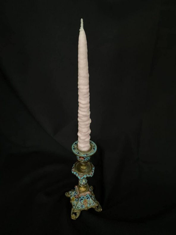 Çift Renkli Alevli Kar Masalı Şamdan Mumu 20 cm (Pembe) - 3