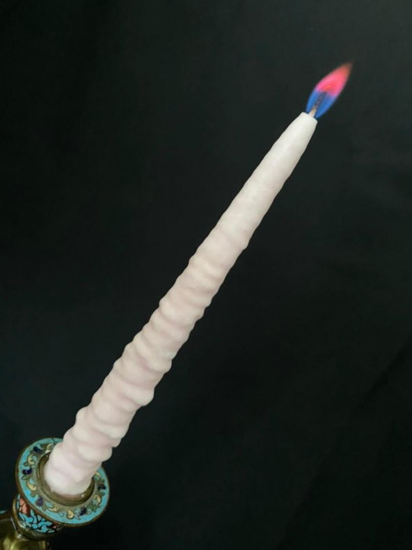 Çift Renkli Alevli Kar Masalı Şamdan Mumu 20 cm (Pembe) - 4
