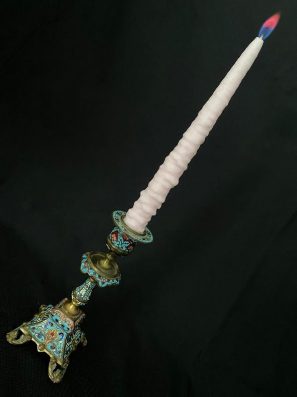 Çift Renkli Alevli Kar Masalı Şamdan Mumu 20 cm (Pembe) - 7