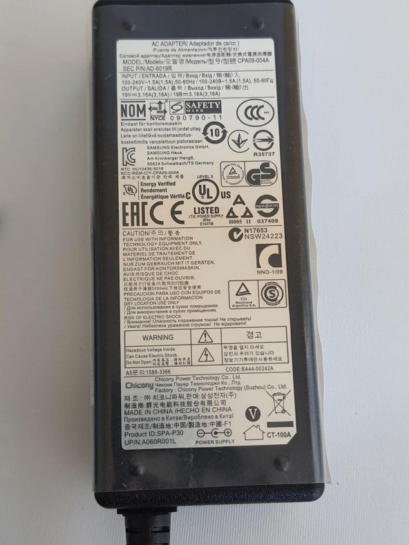 Chicony Samsung BA44-00242A Notebook Şarj Cihazı 19V 3.16A - 5