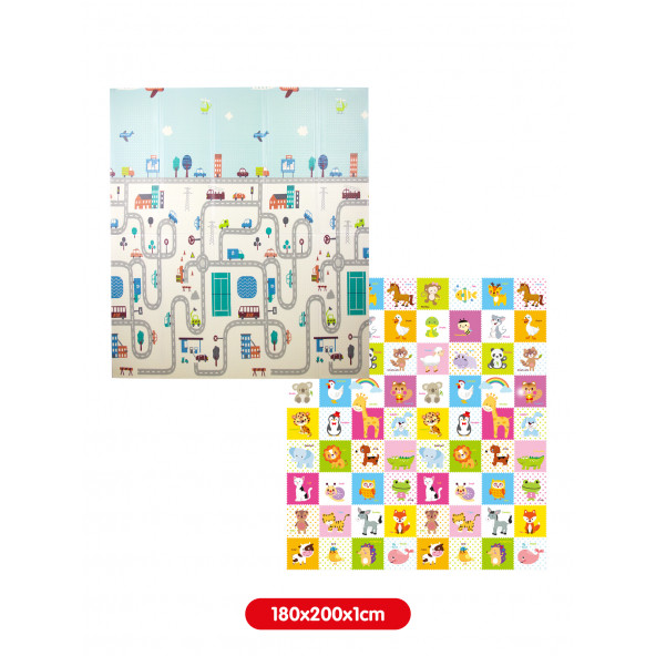 Elfobaby Funny Way Katlanabilir Oyun Halısı (Matı)-180X200 Extra Geniş (Çantalı YENİ DESEN)