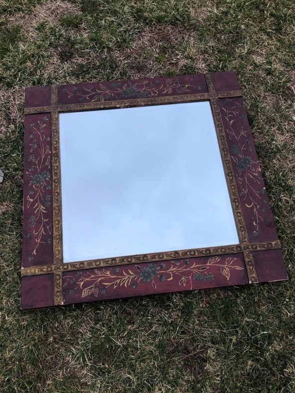 Vintage Kare İşlemeli Ayna 90x90 cm - 7