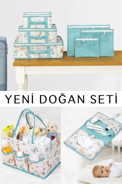 Baby Yeni Doğan Seti - Bavul Organizer , Bakım ve Alt Bakım Çantası Mavi