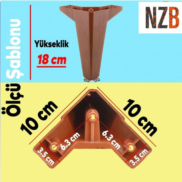 Lüks Mobilya Kanepe Sehpa TV Ünitesi Koltuk Ayağı 18 cm Ahşap Desenli Kahverengi Baza Ayak - 2