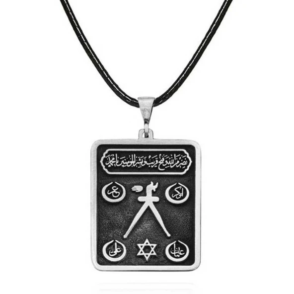 Gümüş Barbaros Hayrettin Paşa Sancağı İşlemeli Kolye - Resim 3