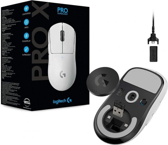 Logitech G PRO X Superlight Hero 910-005943 Kablosuz Oyuncu Mouse Beyaz - 3