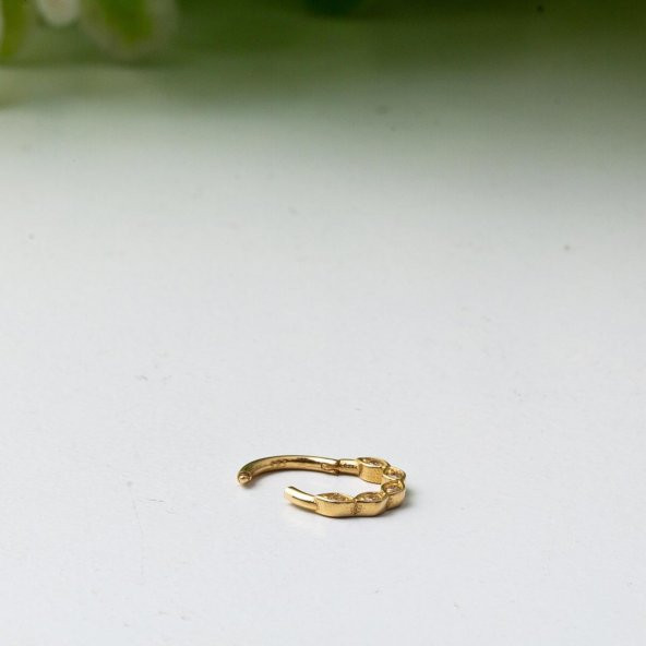 14 Ayar Altın 5 Taş Piercing Kıkırdak Küpe - 3