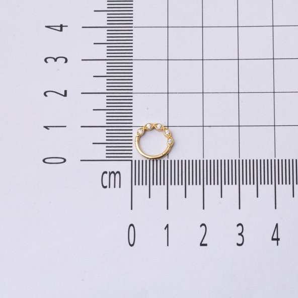 14 Ayar Altın 5 Taş Piercing Kıkırdak Küpe - 5
