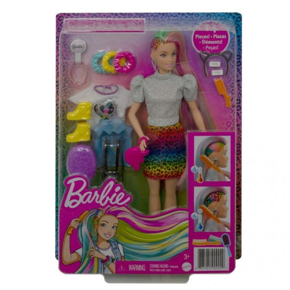 GRN81 Barbie, Leopar Desenli Saçlar Bebeği - 9