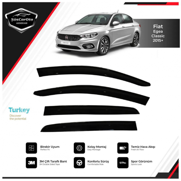 Fiat Egea Hb-Sedan 2015 Sonrası Mugen Cam Rüzgarlığı Seti 4lü İthal - 3