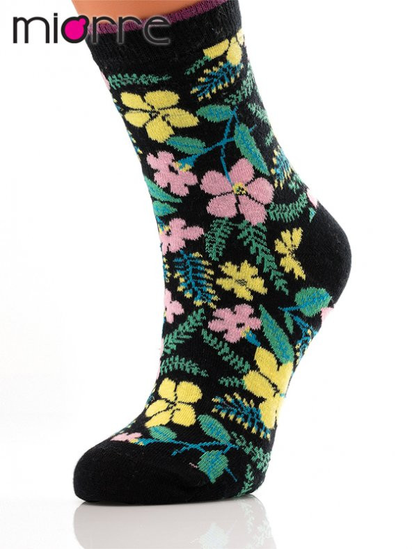 3lü Bayan Çiçekli Çorap - Resim 3