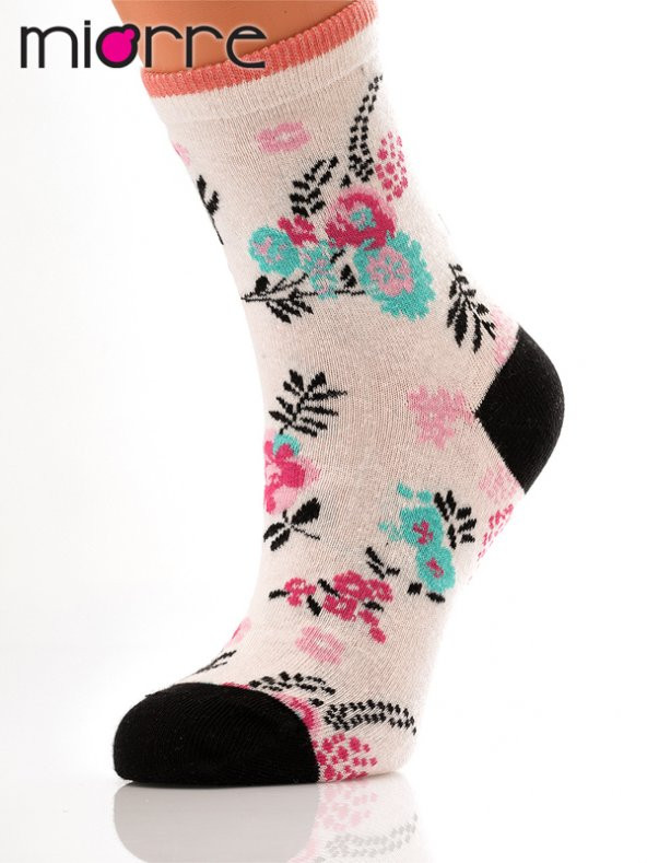 3lü Bayan Çiçekli Çorap - Resim 4