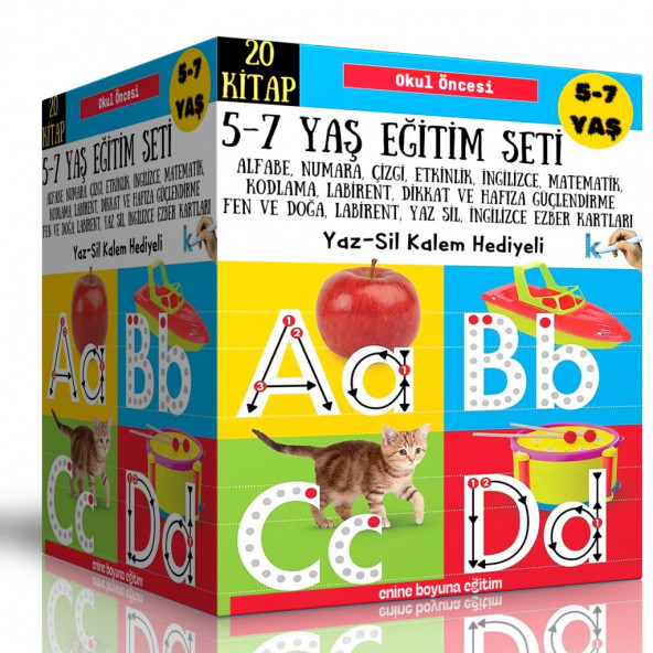 Okul Öncesi 5-7 Yaş Eğitim Seti (20 Kitap + 70 Ezber Kartı)
