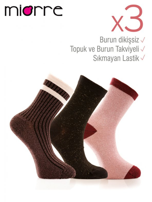 3lü Bayan Simli Çorap - 2