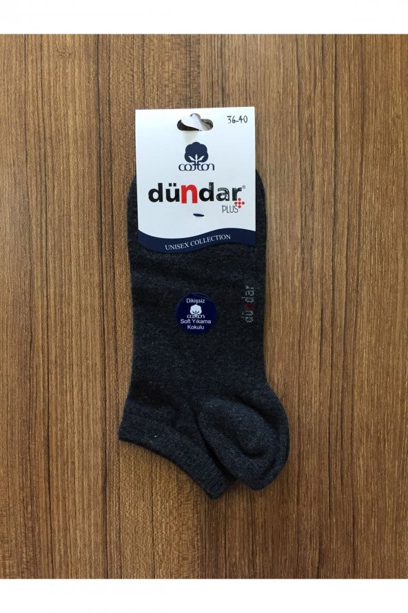 Unisex Füme Pamuklu 6Lı Dikişsiz Patik Çorap - 1