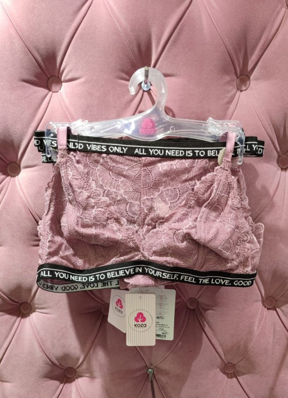 Bralet Yazılı Lastik Saten Sütyen Takım ürün görseli