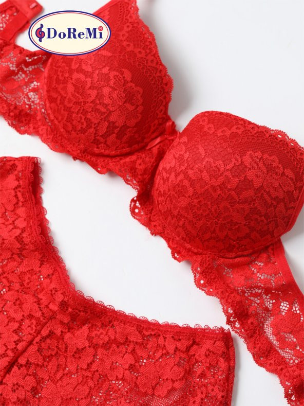 Push-Up Dolgulu Dantelli Sütyen Takım - Resim 4