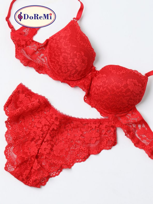 Push-Up Dolgulu Dantelli Sütyen Takım - Resim 5