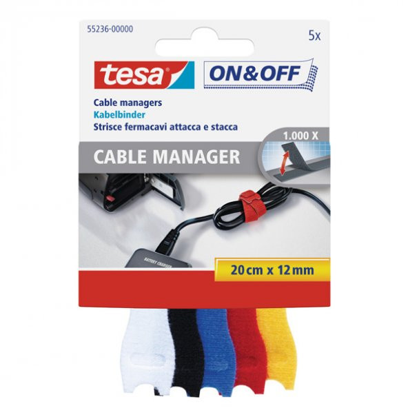 Tesa Kablo On & Off Organizatörü Renkli 5 Lİ 0.2 M 12 MM 55236-00000-01 - 2