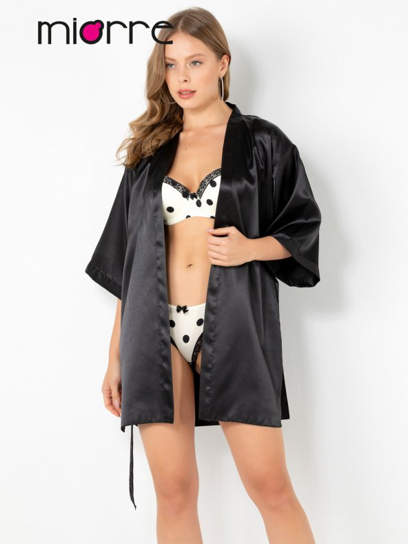 Kuşaklı Saten Sabahlık - Resim 10