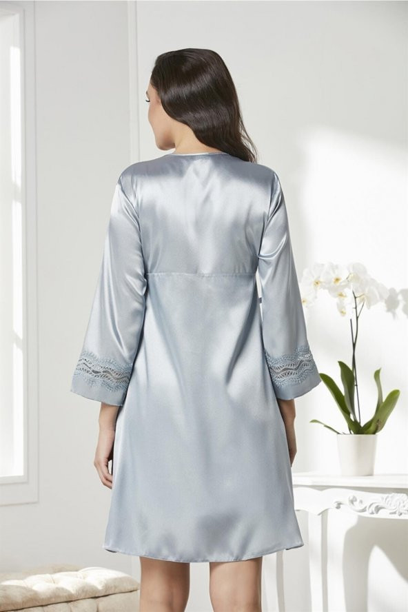 pierre cardin 6lı Saten Gecelik - Sabahlık Takımı - Resim 8