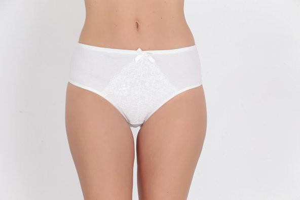 Dantel ve Fiyonk Detaylı Kadın Günlük Külot Beyaz - Resim 2