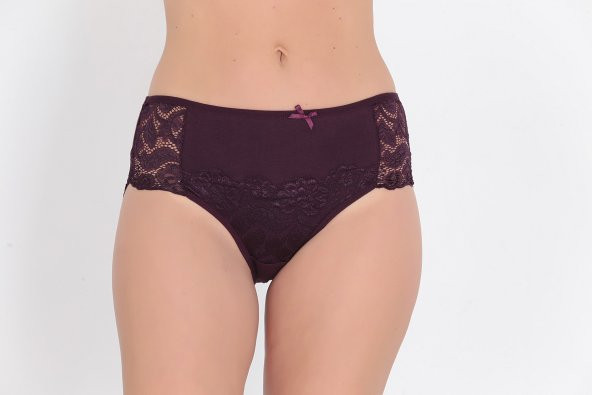 Ön ve Arka Dantel Detaylı Günlük Kadın Külot Lila - Resim 2