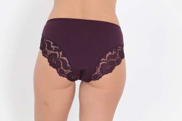 Ön ve Arka Dantel Detaylı Günlük Kadın Külot Lila - Resim 3