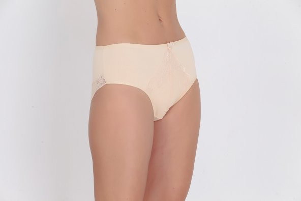 Dantel ve Fiyonk Detaylı Kadın Günlük Külot Ten ürün görseli