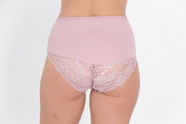 Ön ve Arka Dantel Detaylı Günlük Kadın Külot Gül Kurusu - Resim 3