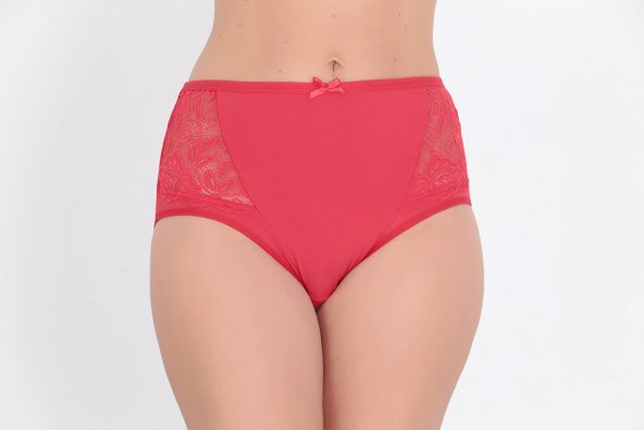 Dantel ve Fiyonk Detaylı Kadın Günlük Külot Kırmızı - Resim 2