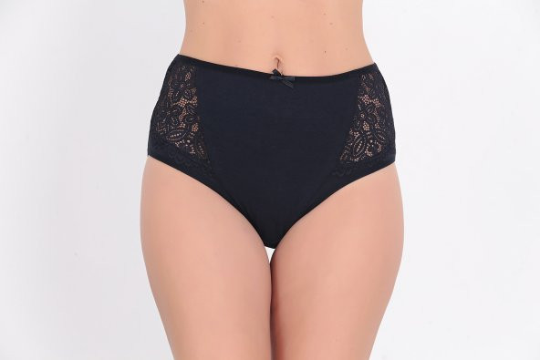 Dantel ve Fiyonk Detaylı Kadın Günlük Külot Lacivert - Resim 2