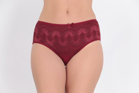 Ön Kısmı Desenli Kadın Günlük Külot Bordo - Resim 2