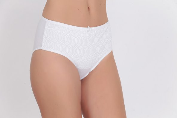 Ön Kısmı Desenli Kadın Günlük Külot Beyaz ürün görseli