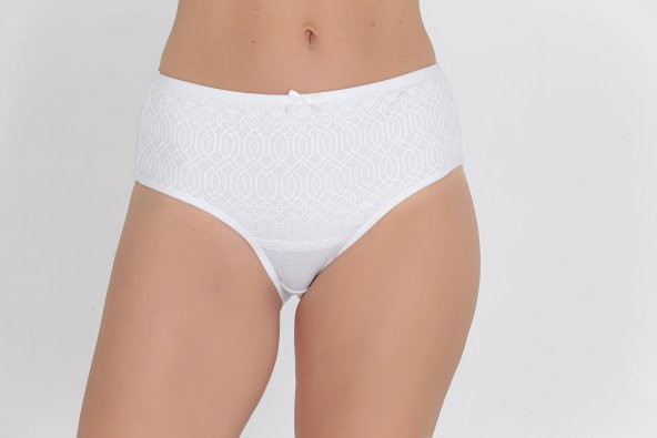 Ön Kısmı Desenli Kadın Günlük Külot Beyaz - Resim 2