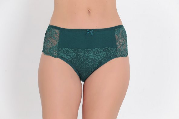 Ön ve Arka Dantel Detaylı Günlük Kadın Külot Yeşil - Resim 2