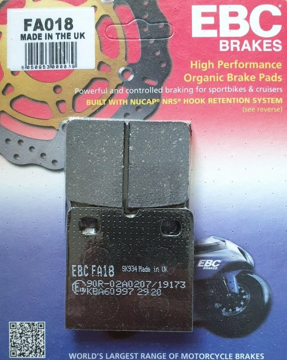 Ebc Fa018 1983-1989 BMW K 100 RS Uyumlu Arka Fren Balatası Organik Balata ürün görseli