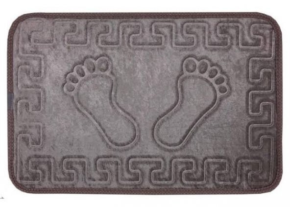 AYAK İZLİ KAYMAZ ÖZEL TABANLI BANYO PASPASI KAYDIRMAZ  ANTRASİT YIKANABİLİNİR 40 X 60 C m  BANYO   LAVABO PASPAS - 3