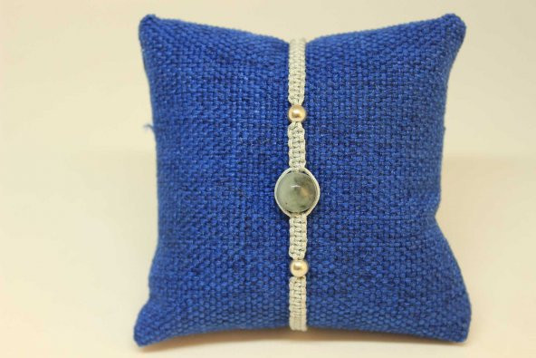 Zümrüt Taşı Gümüş Boncuklu Ayarlanabilir Bileklik (27240) ürün görseli