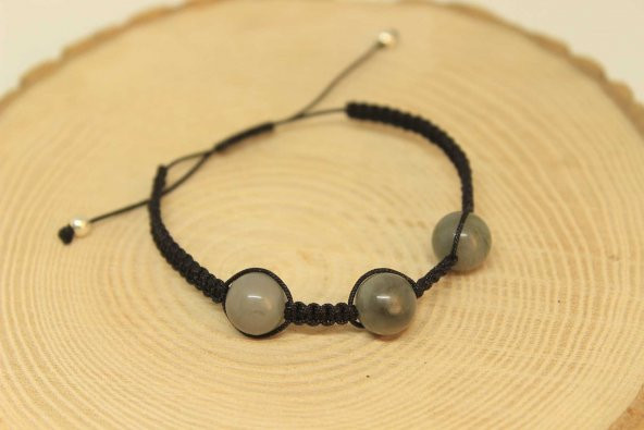 Zümrüt Taşı Gümüş Boncuklu Ayarlanabilir Bileklik (27225) ürün görseli