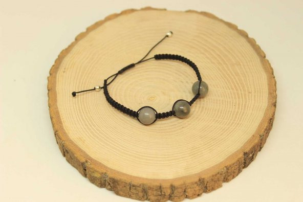 Zümrüt Taşı Gümüş Boncuklu Ayarlanabilir Bileklik (27225) - Resim 4