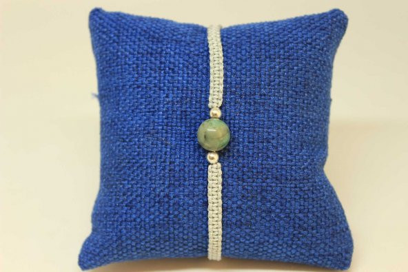 Zümrüt Taşı Gümüş Boncuklu Ayarlanabilir Bileklik (27220) ürün görseli