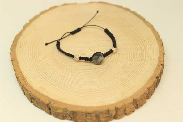 Zümrüt Taşı Gümüş Boncuklu Ayarlanabilir Bileklik (27215) ürün görseli