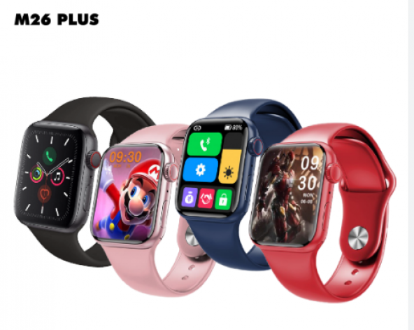 M26 Plus Smart Watch Pembe Renk Akıllı Saat Wireless Charging - 4
