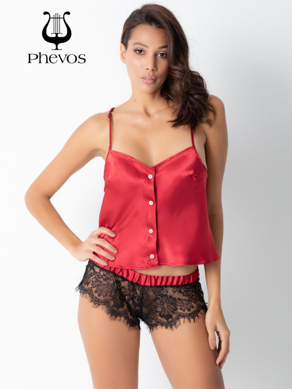 Dantelli Saten Şortlu Takım - Resim 9