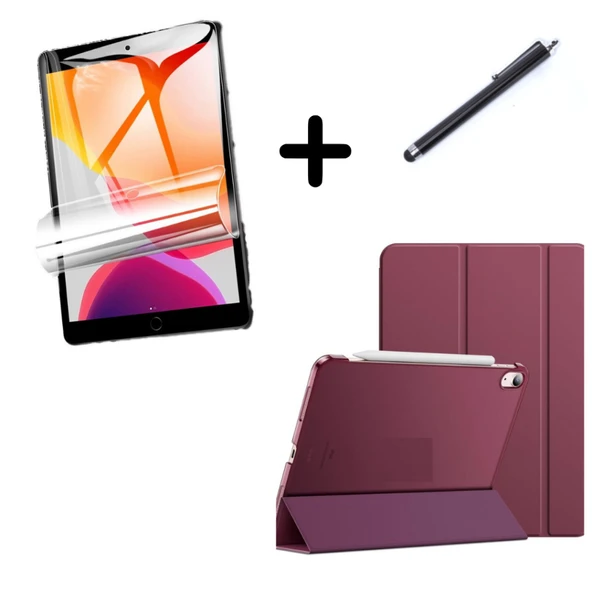Apple iPad 11.Nesil A16 11inç/10.Nesil 10.9inç Kılıf SET PU Deri Smart Tablet Kilifi Ekran Koruyucu + Kalem - 3