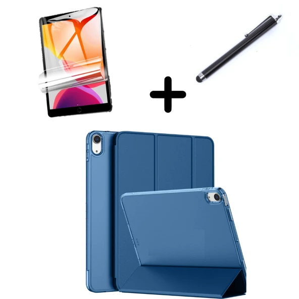 Apple iPad 11.Nesil A16 11inç/10.Nesil 10.9inç Kılıf SET PU Deri Smart Tablet Kilifi Ekran Koruyucu + Kalem - 4