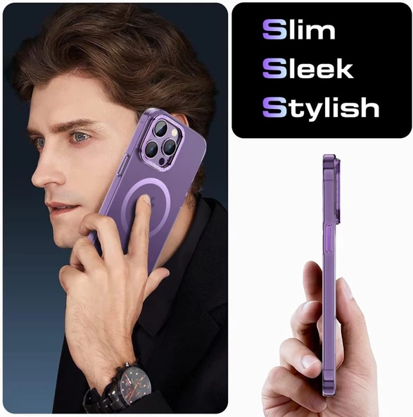 Apple iPhone 14 Pro için Magsafe ile uyumlu Kılıf Mat Kadifemsi Special Edition PC Kapak - 9